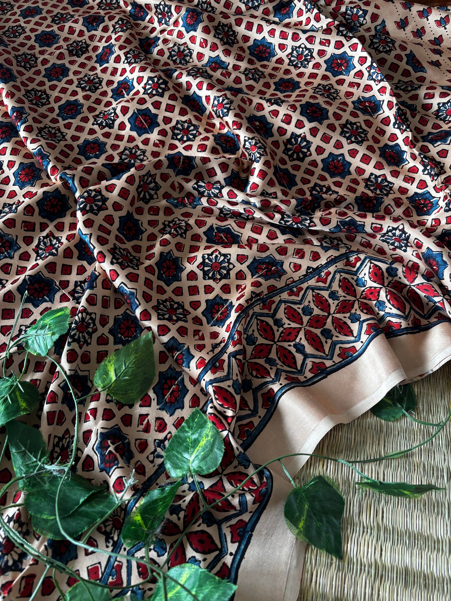 Ajrakh Modal Silk Saree