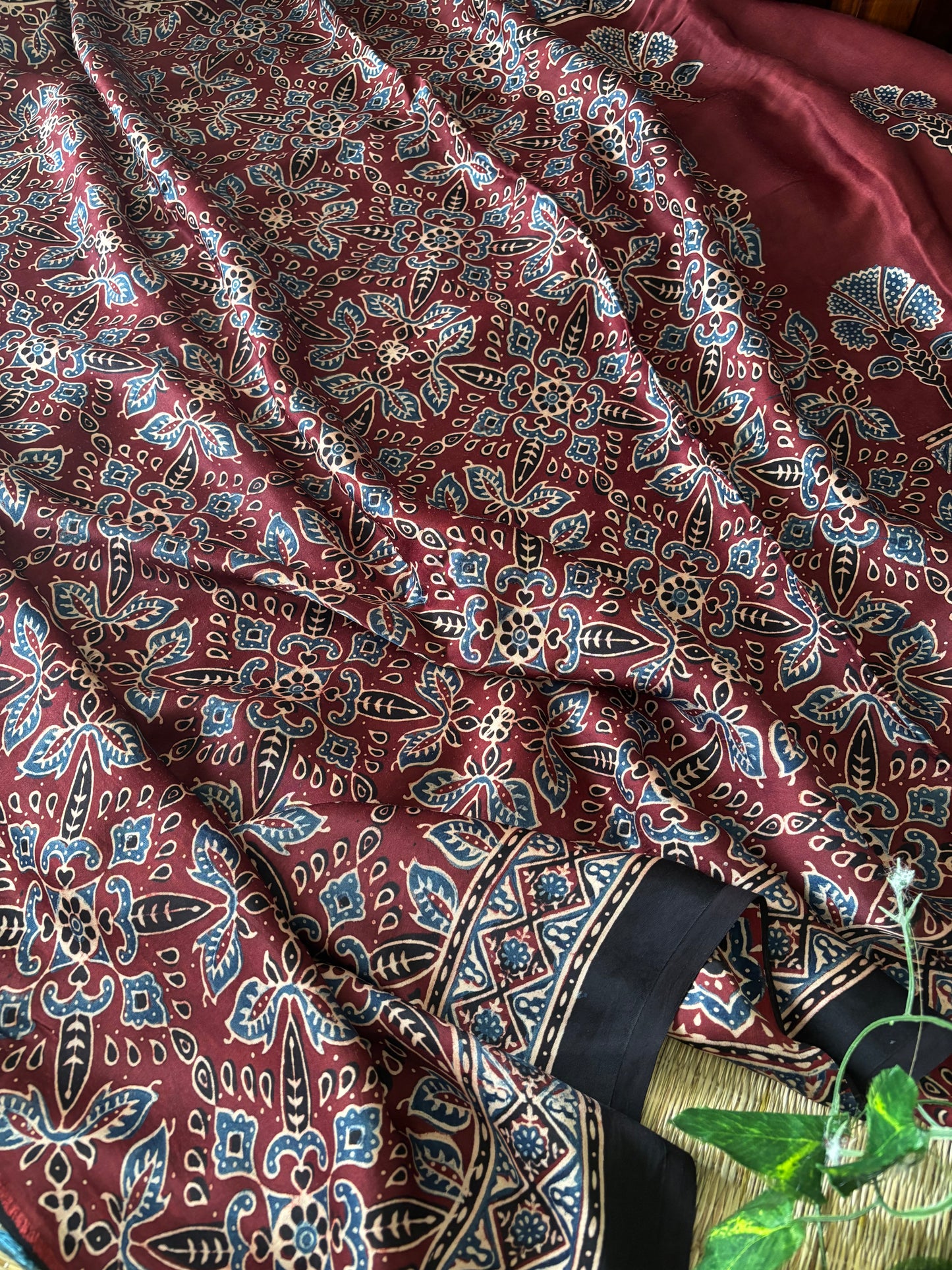 Ajrakh Modal Silk Saree