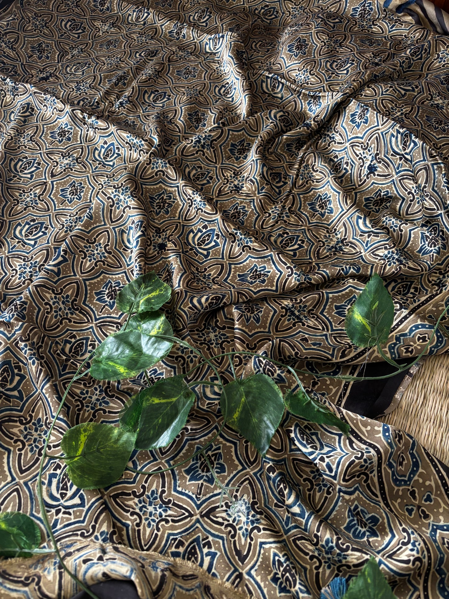 Ajrakh Modal Silk Saree