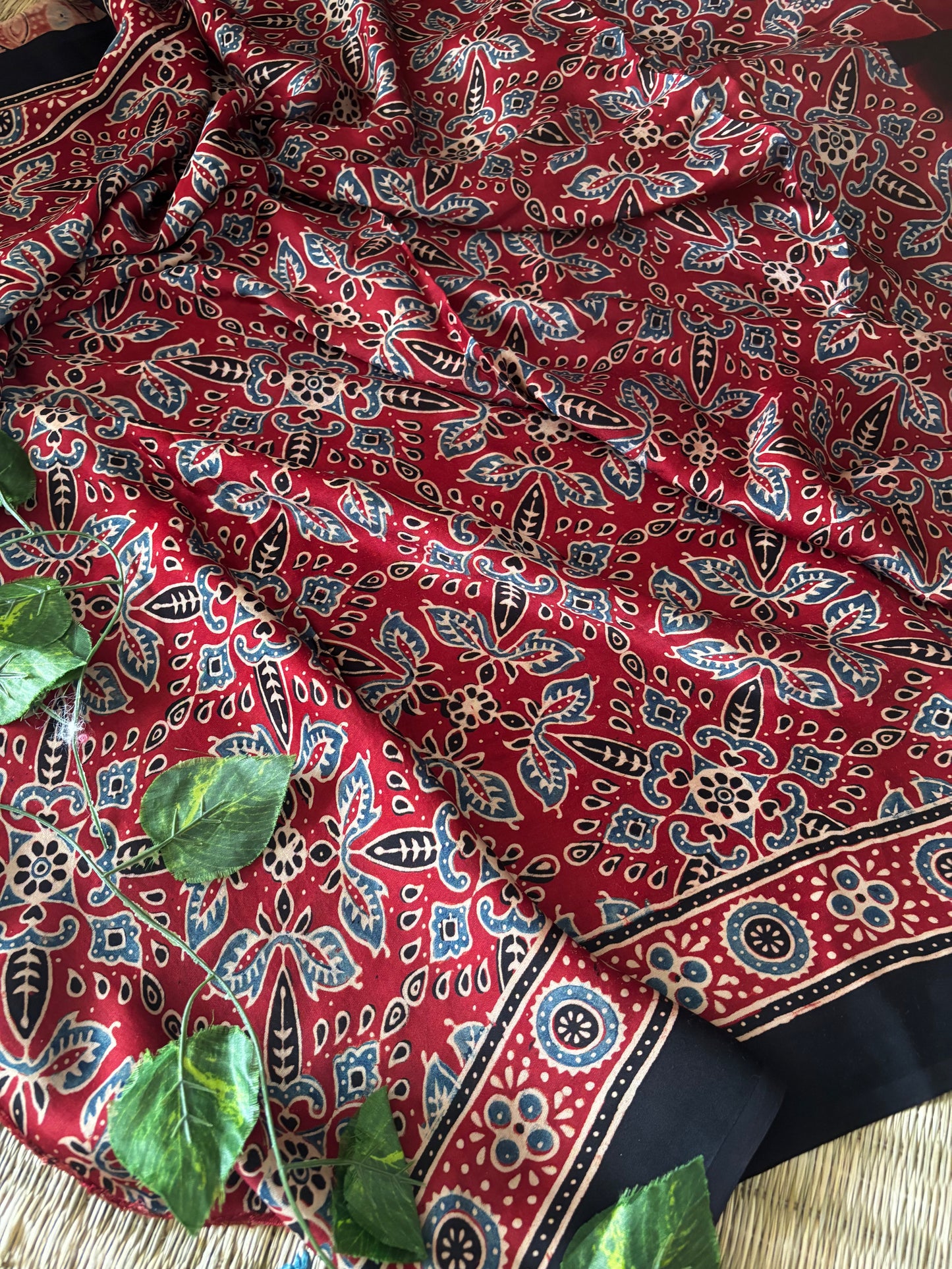 Ajrakh Modal Silk Saree