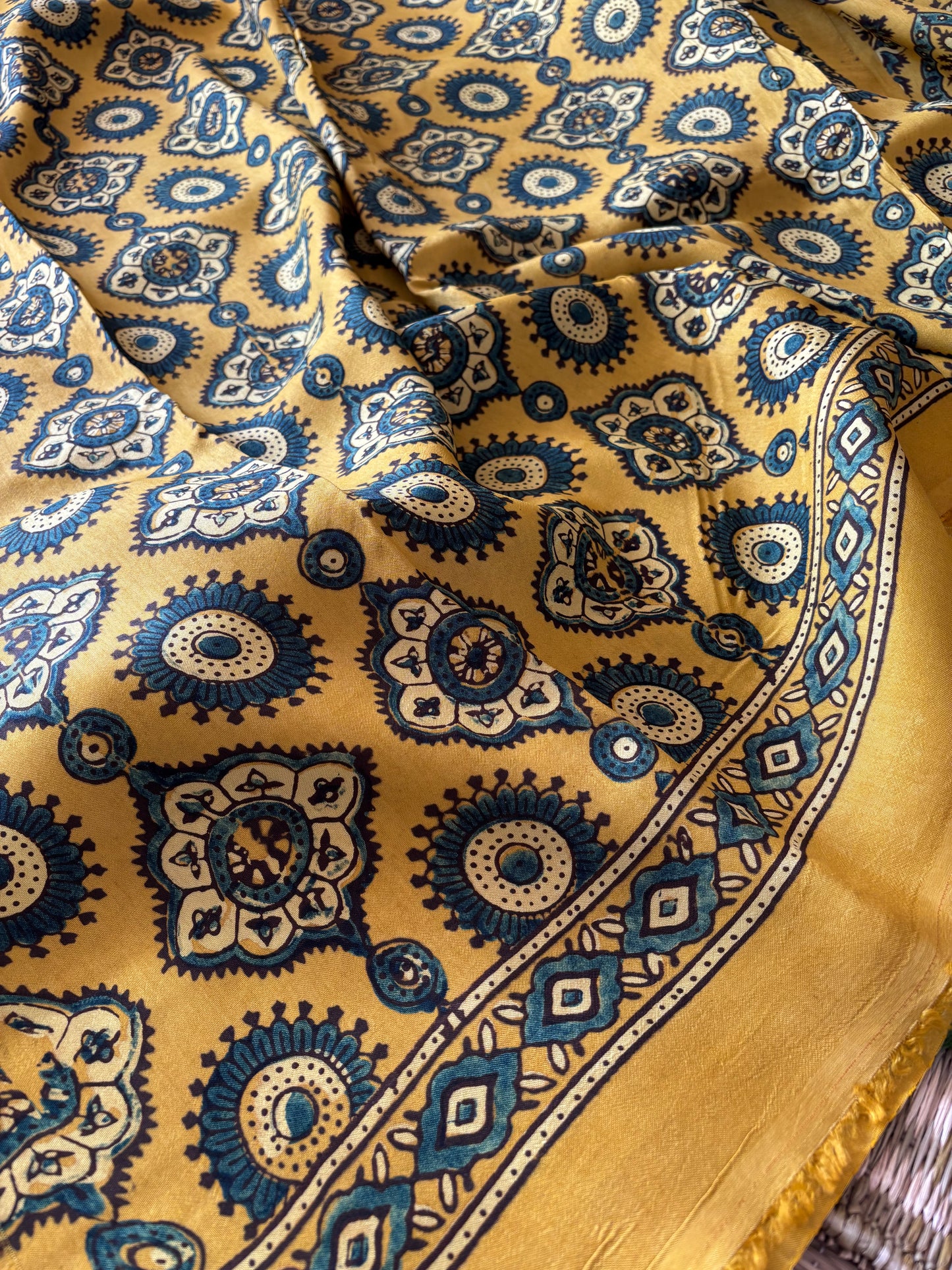 Ajrakh Dola Silk Saree