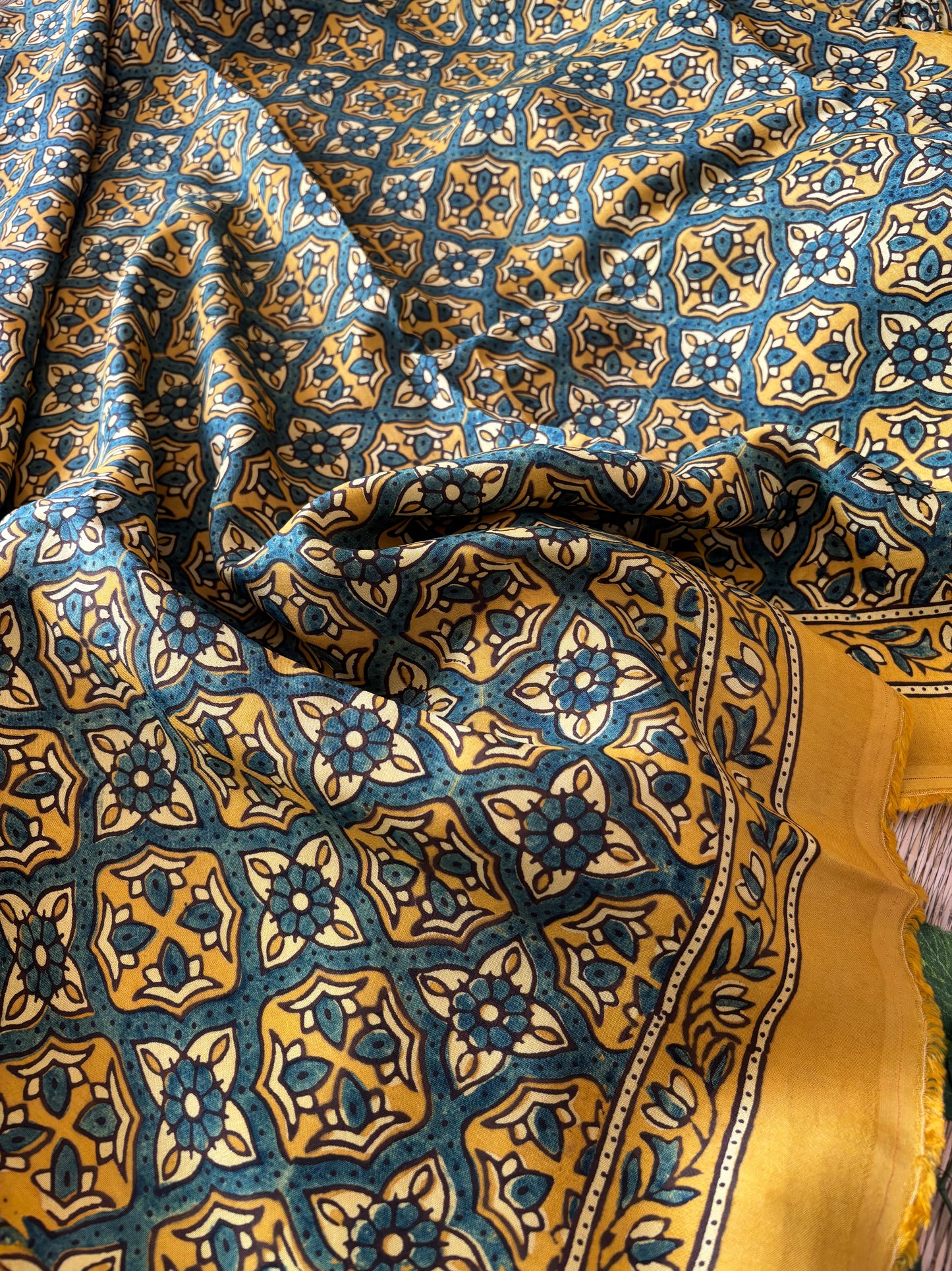Ajrakh Dola Silk Saree