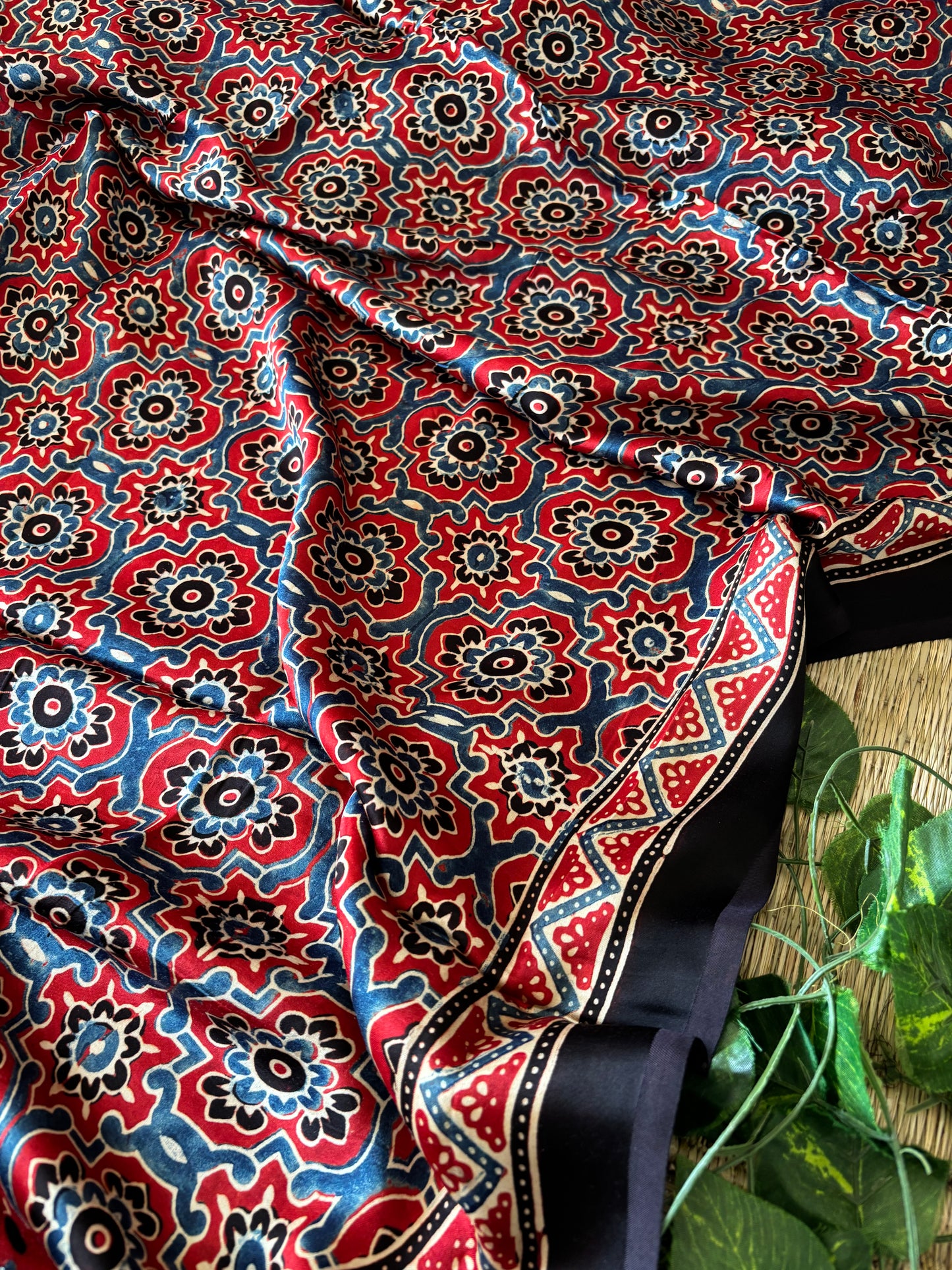 Ajrakh Dola Silk Saree