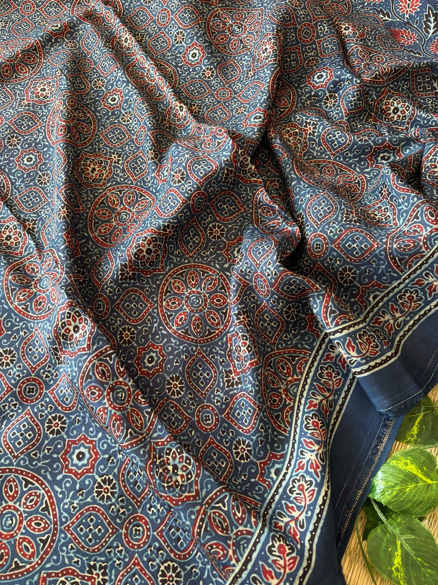 Ajrakh Dola Silk Saree