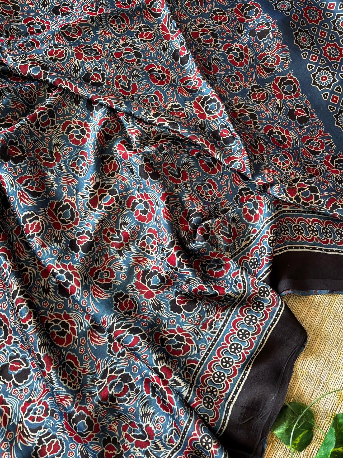 Ajrakh Modal Silk Saree