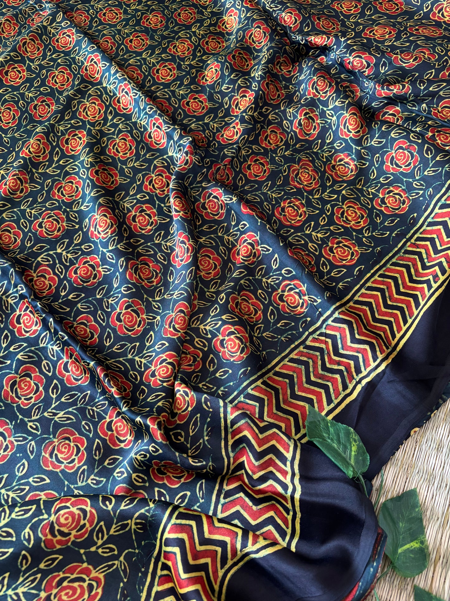 Ajrakh Modal Silk Saree