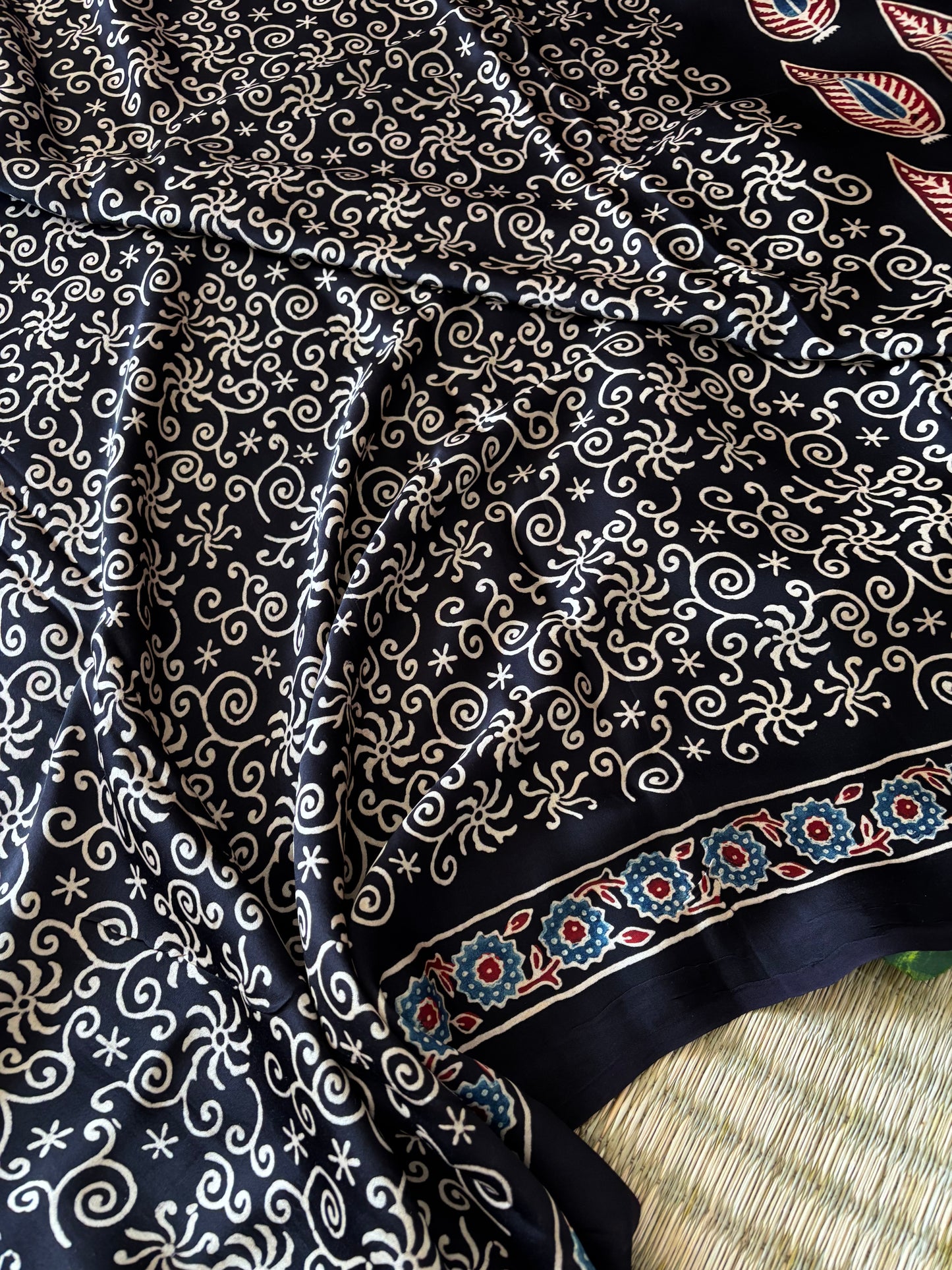 Ajrakh Modal Silk Saree