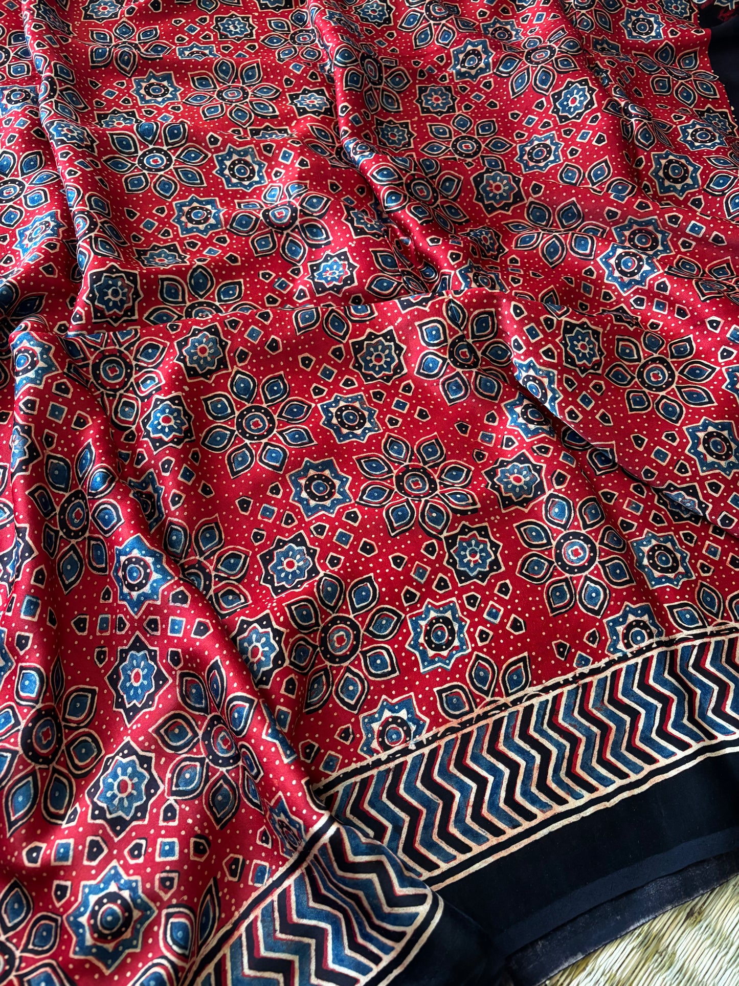 Ajrakh Modal Silk Saree