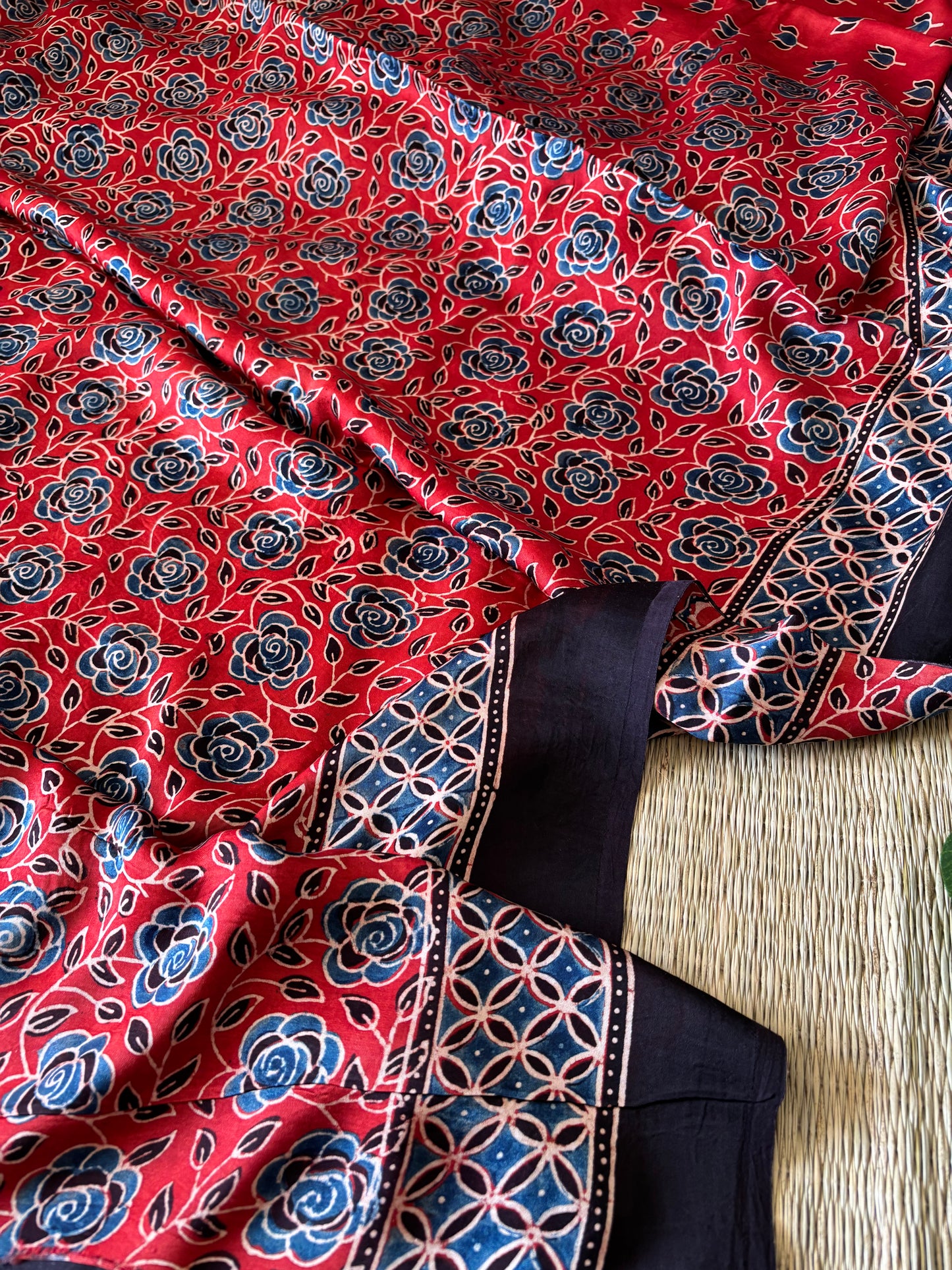 Ajrakh Modal Silk Saree