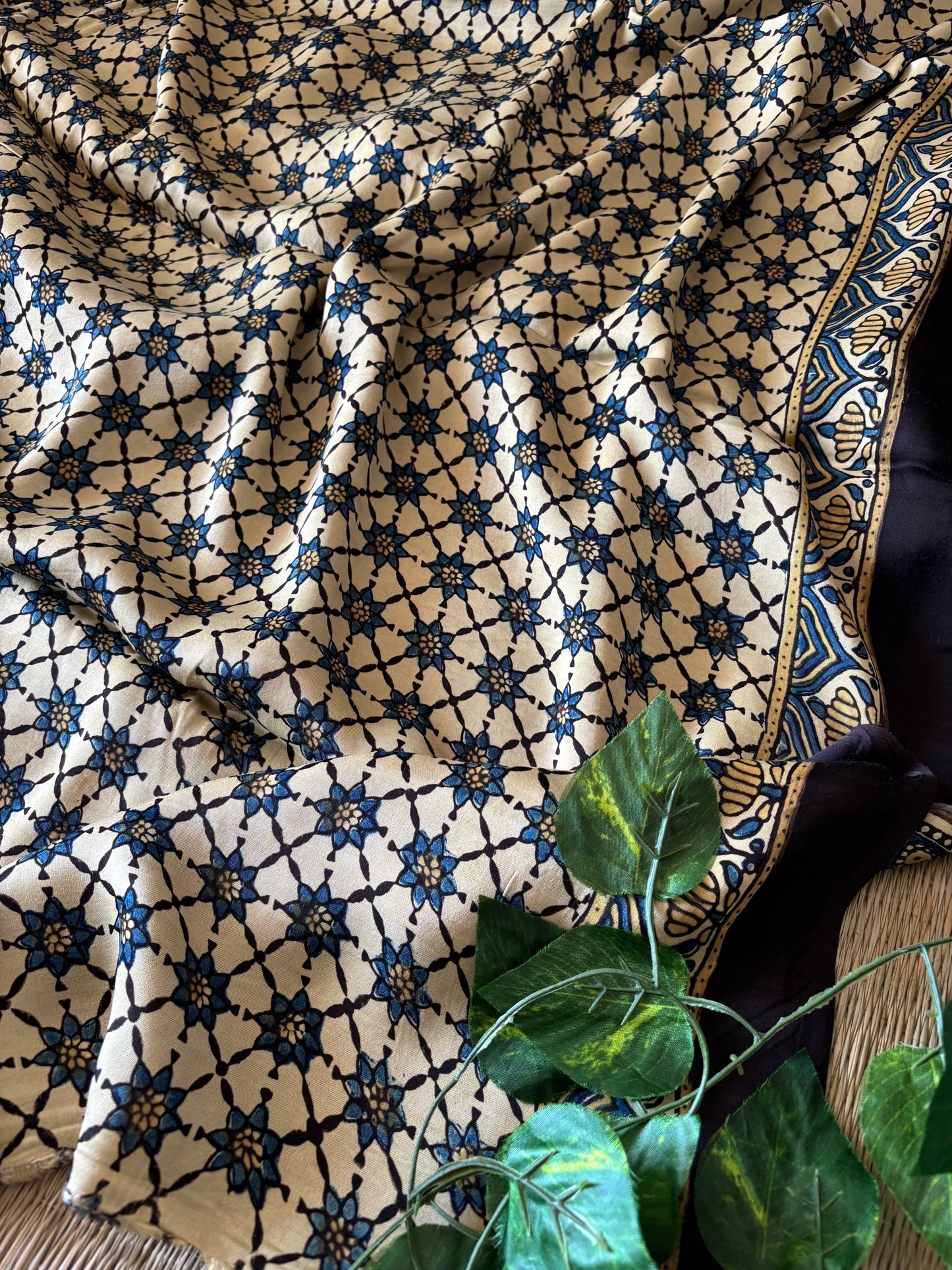 Ajrakh Modal Silk Saree