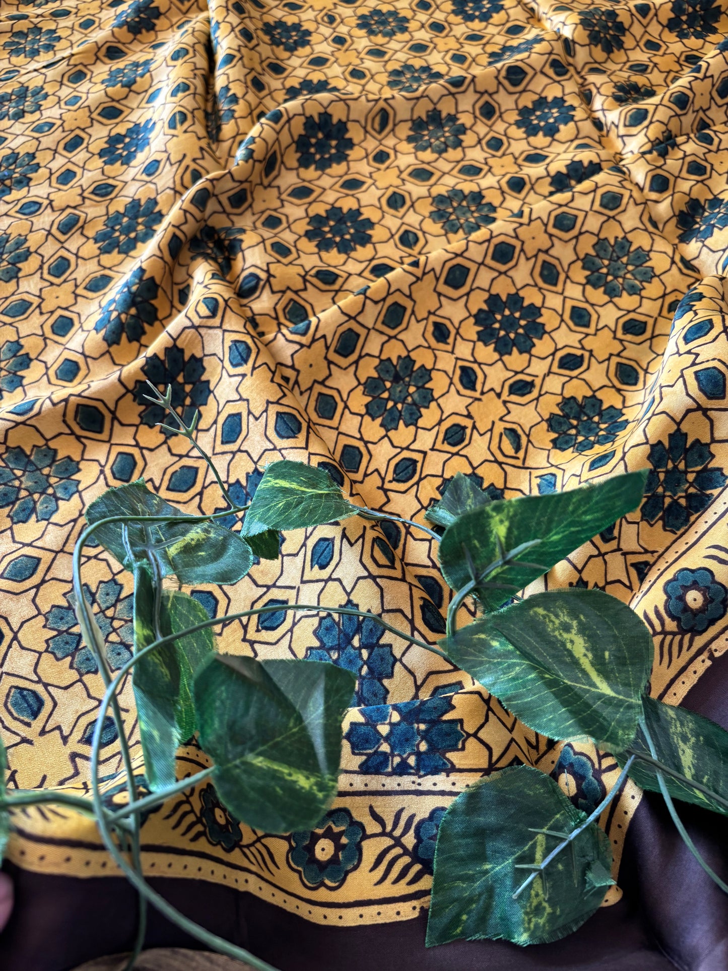 Ajrakh Modal Silk Saree
