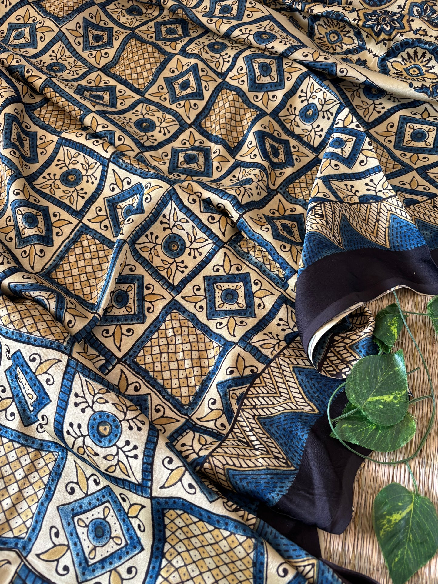 Ajrakh Modal Silk Saree