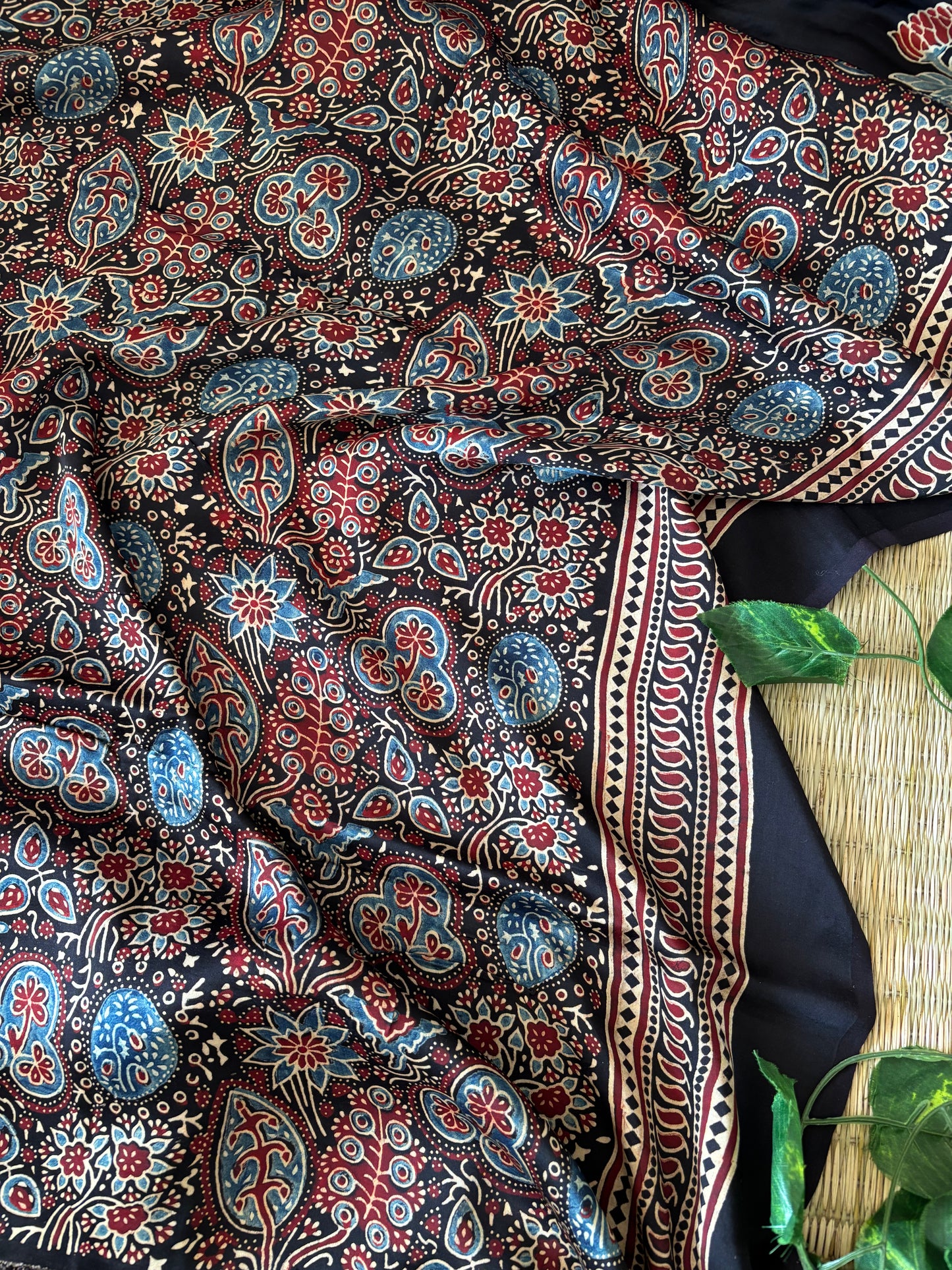 Ajrakh Modal Silk Saree
