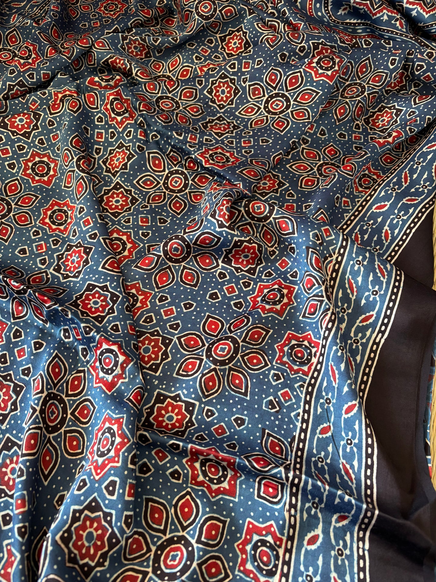 Ajrakh Modal Silk Saree