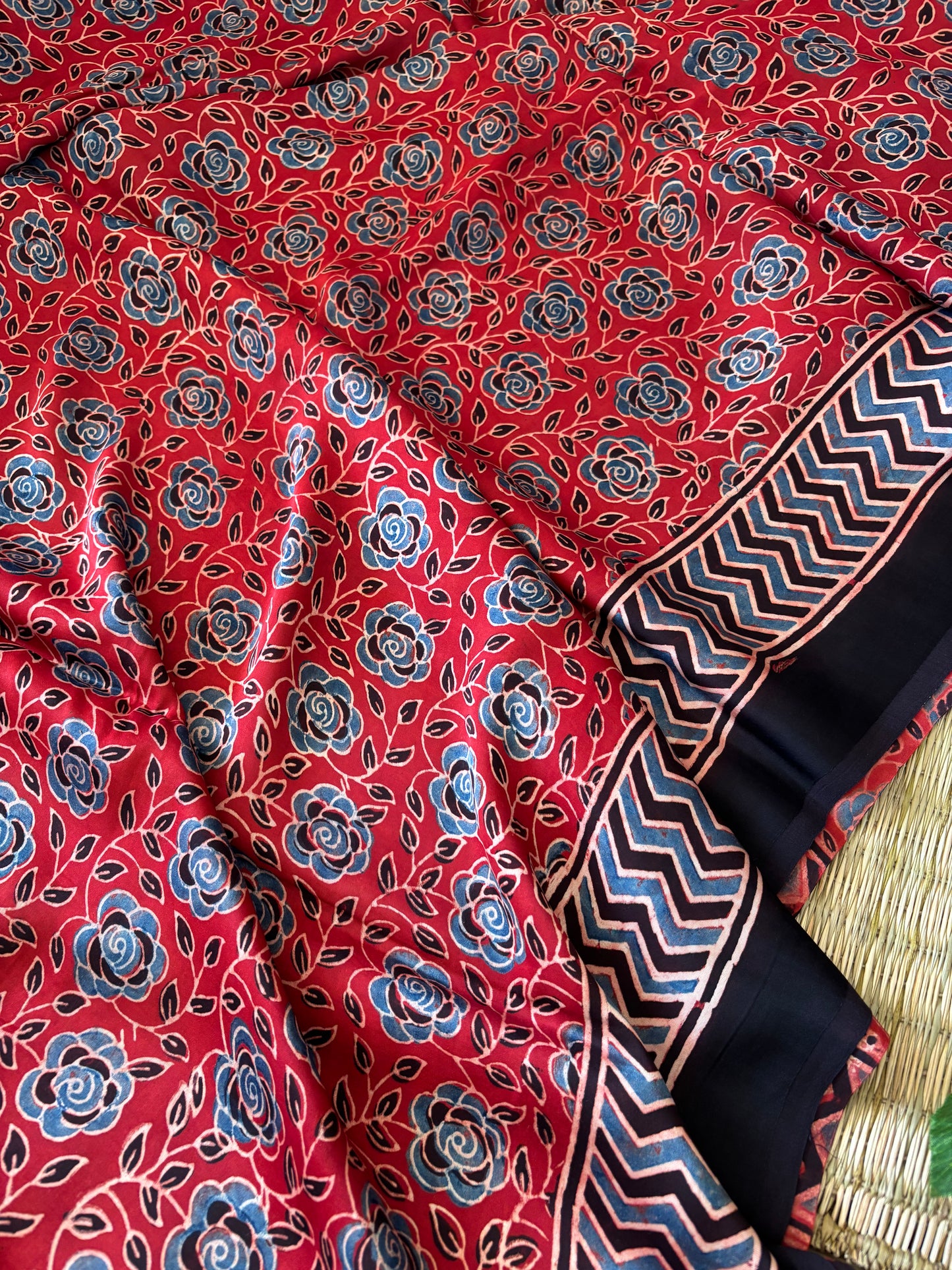 Ajrakh Modal Silk Saree