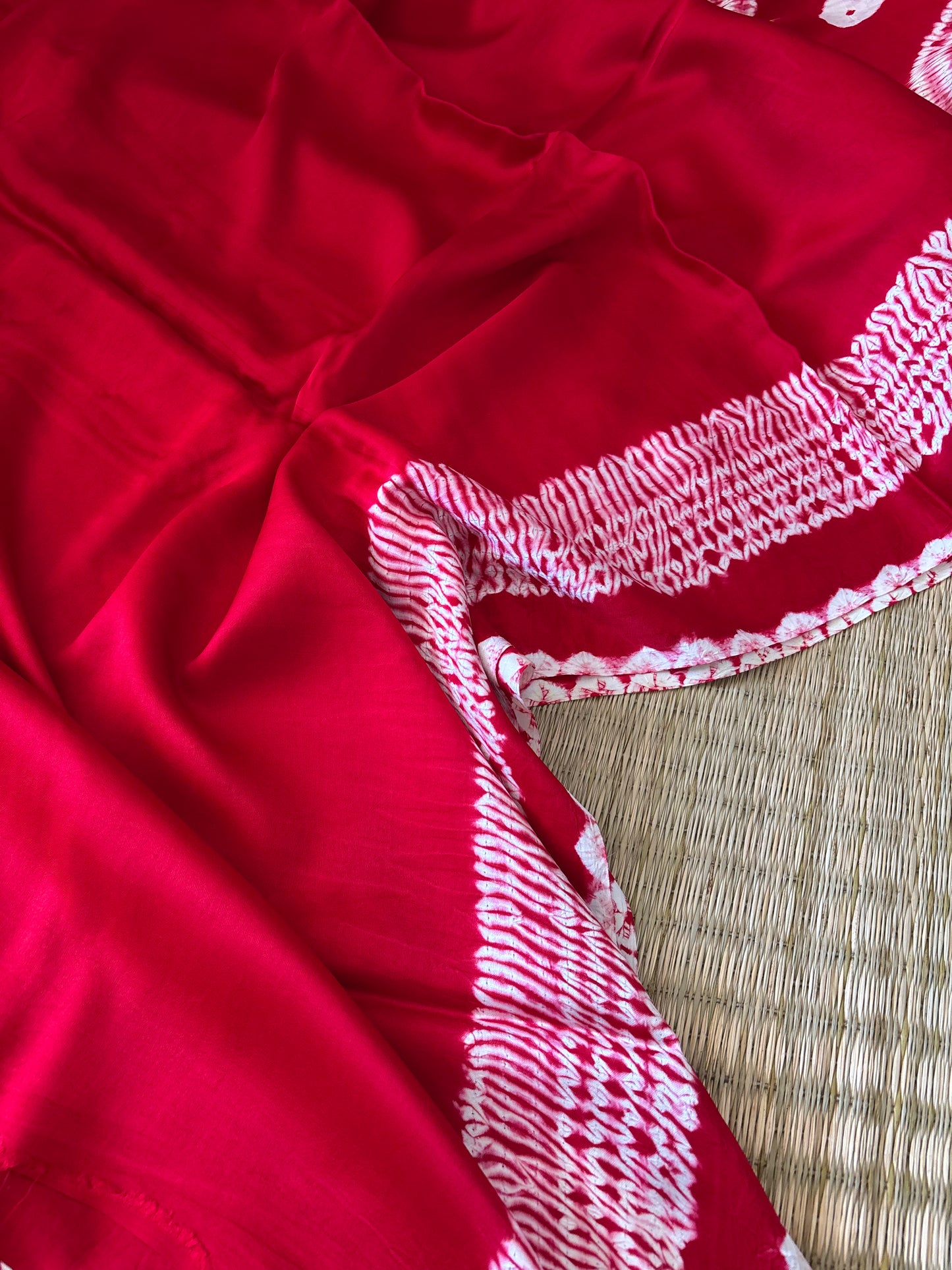 Modal Needle Shibori Saree (Red)
