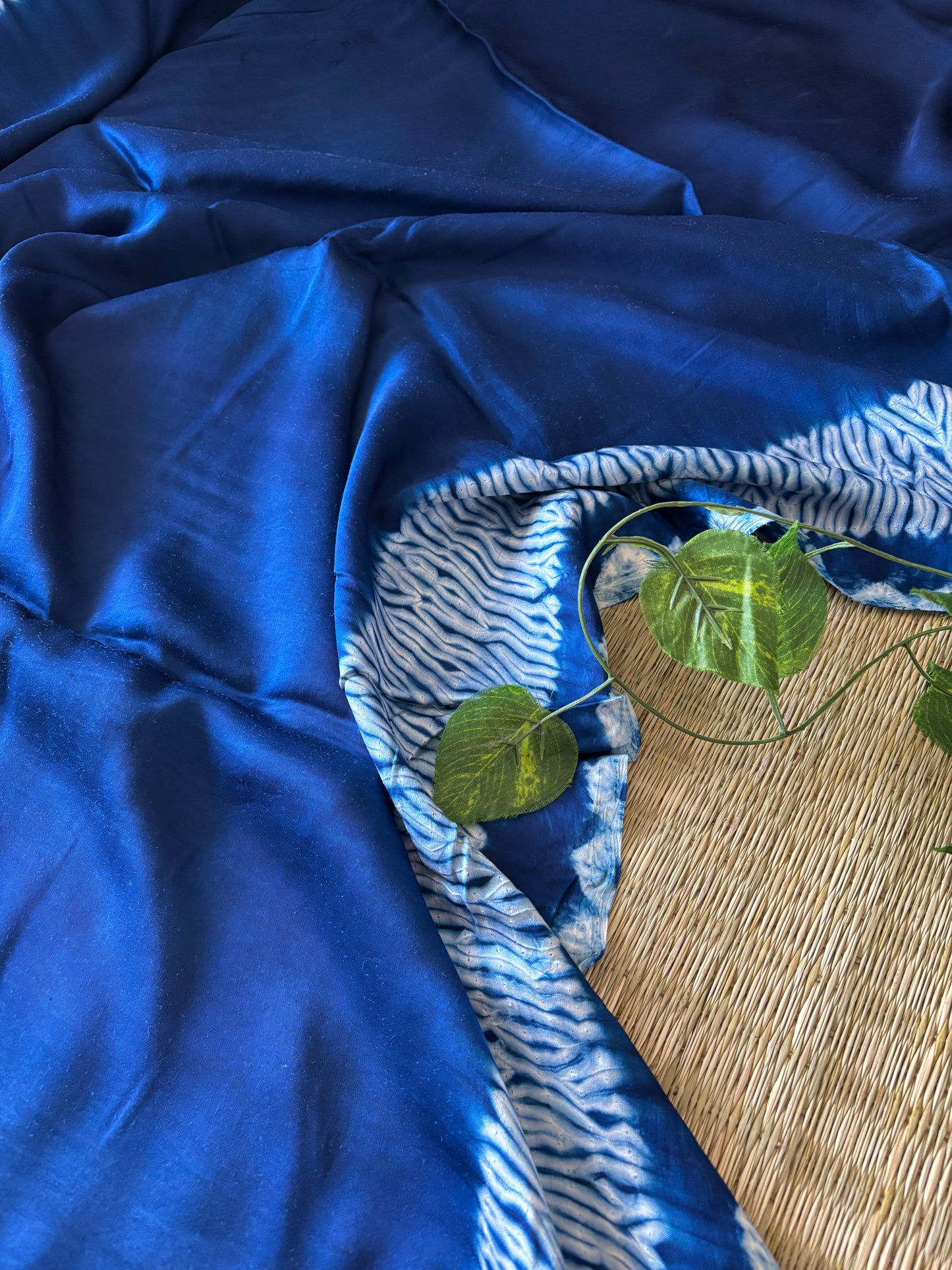 Modal Needle Shibori Saree(Indigo blue)