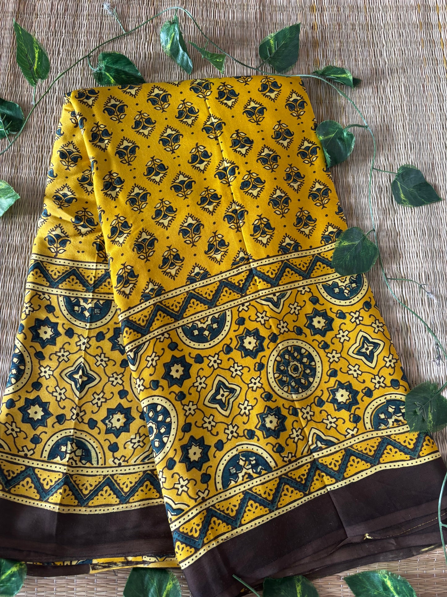 Ajrakh Modal Silk Saree