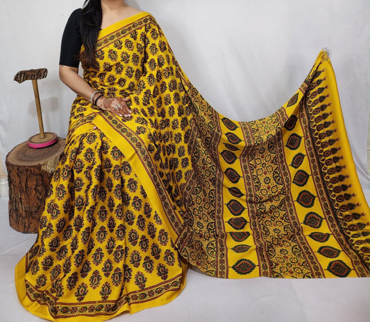 Ajrakh Modal Silk Saree