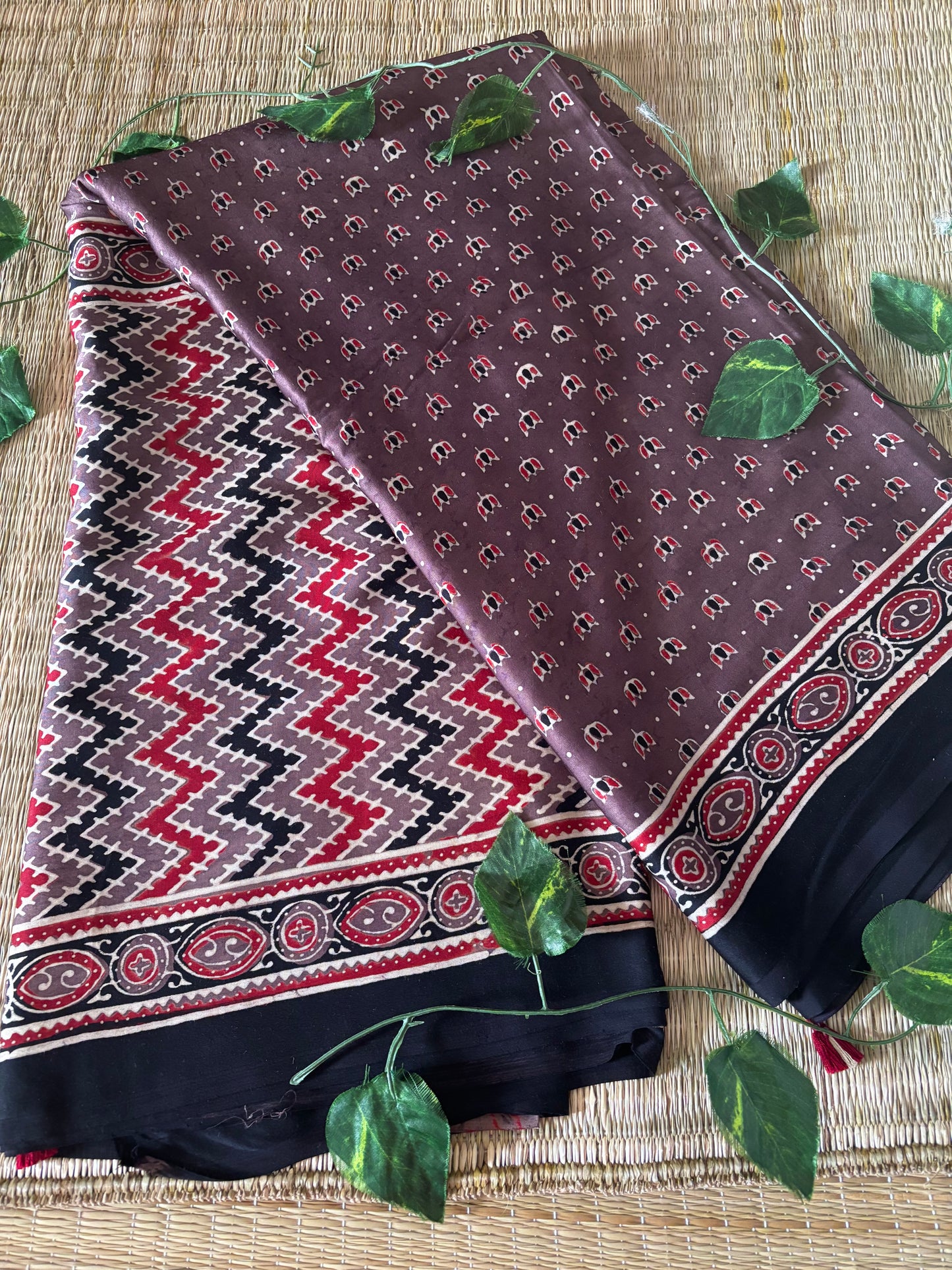 Ajrakh Modal Silk Saree