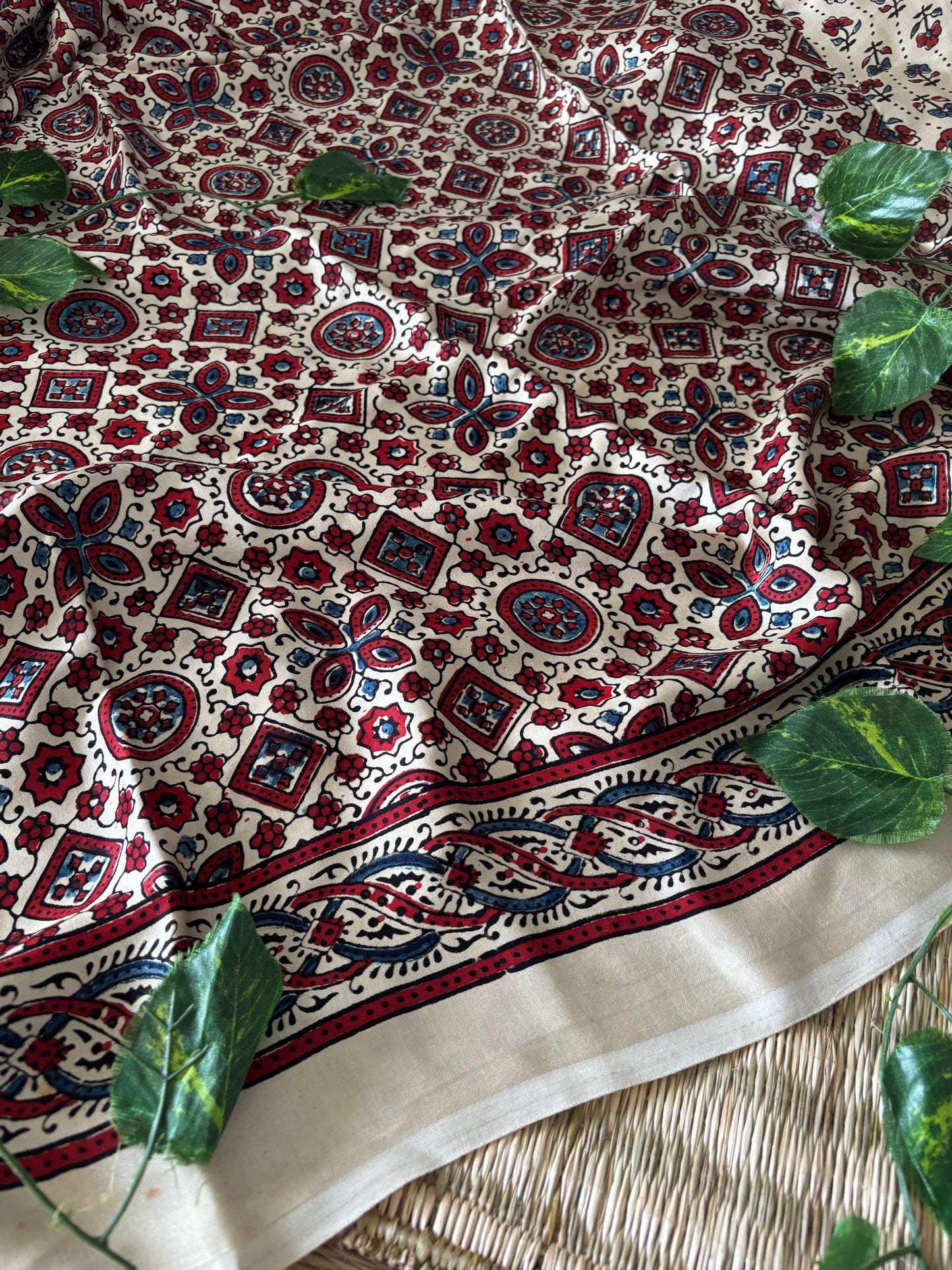 Ajrakh Modal Silk Saree