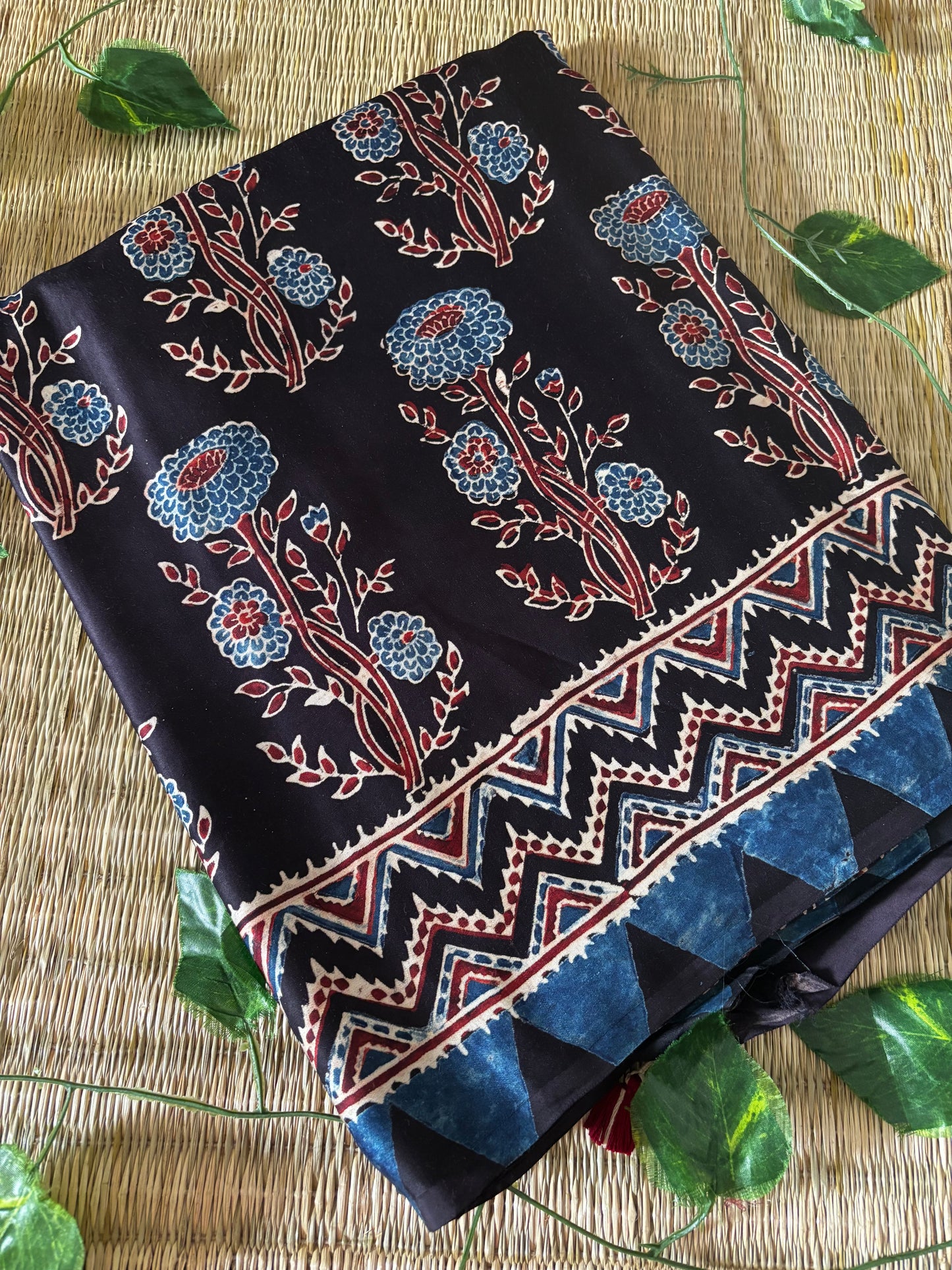 Ajrakh Modal Silk Saree