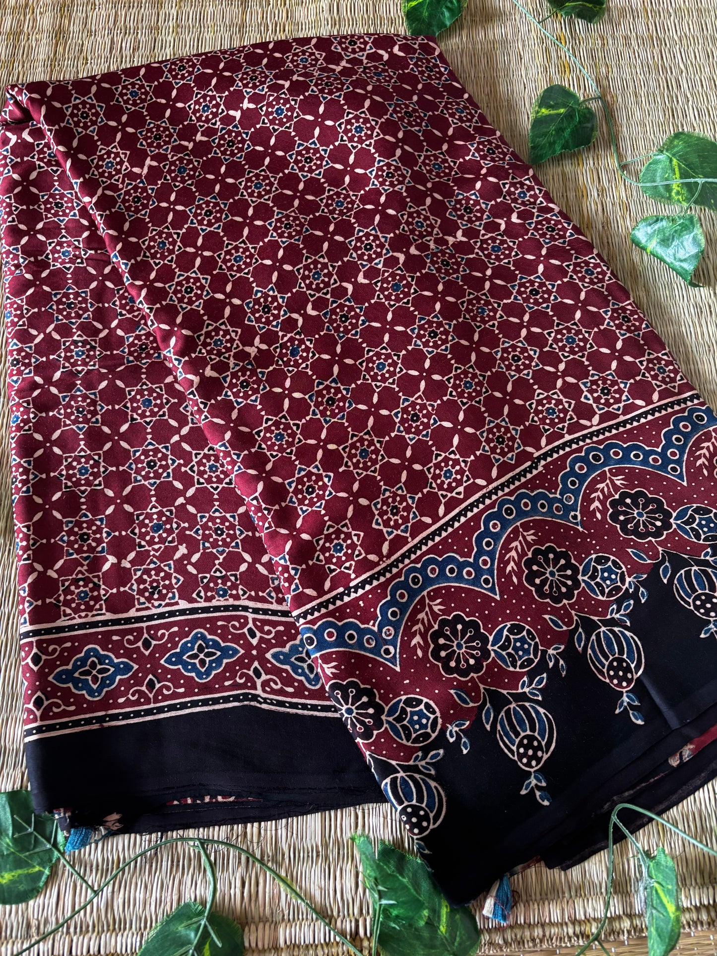 Ajrakh Modal Silk Saree