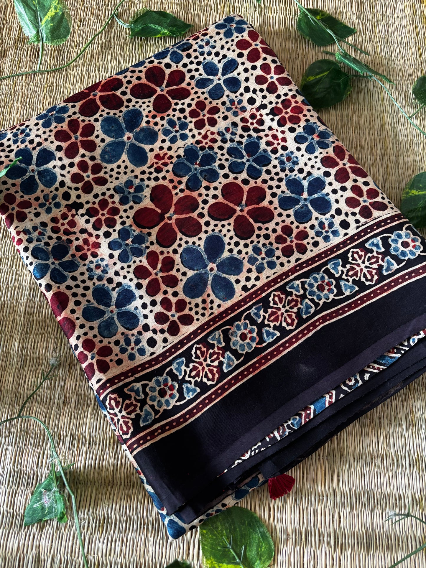 Ajrakh Modal Silk Saree