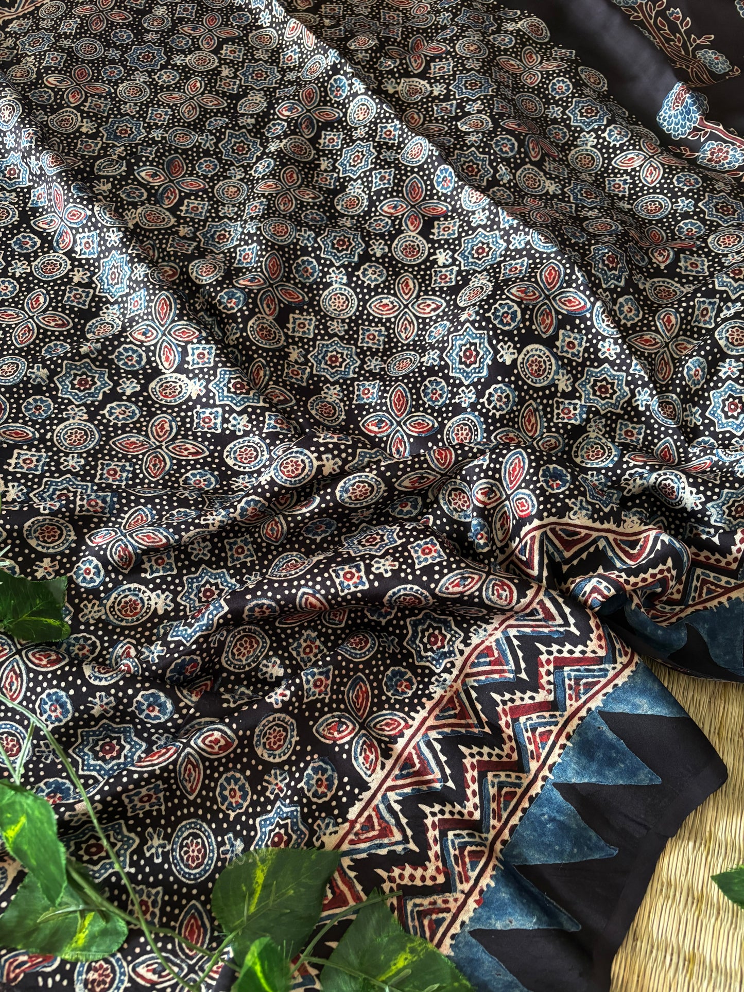 Ajrakh Modal Silk Saree