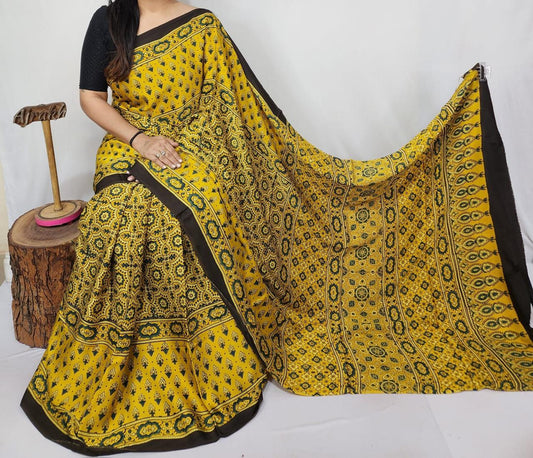 Ajrakh Modal Silk Saree