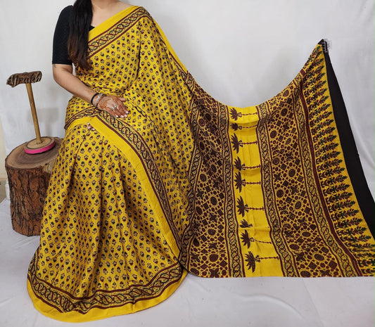 Ajrakh Modal Silk Saree