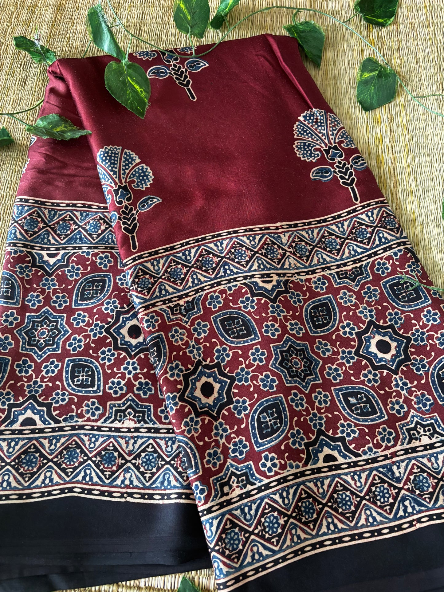 Ajrakh Modal Silk Saree