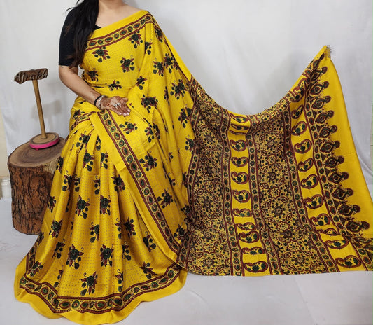Ajrakh Modal Silk Saree