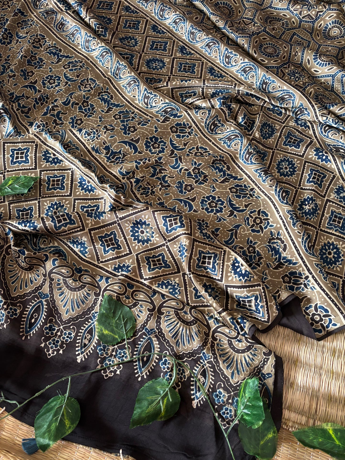 Ajrakh Modal Silk Saree