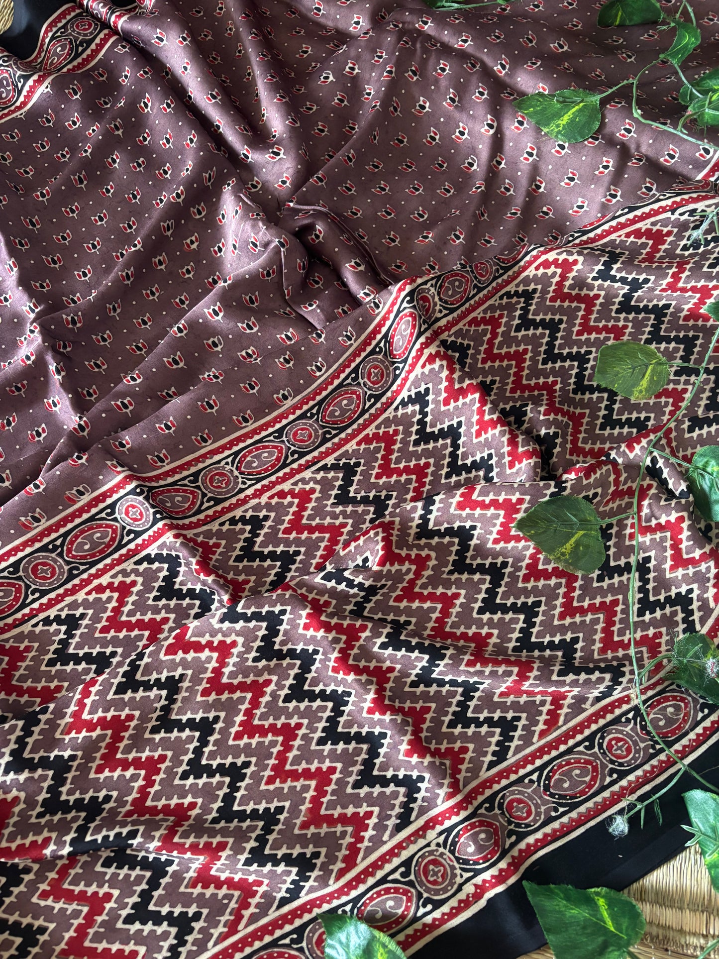 Ajrakh Modal Silk Saree