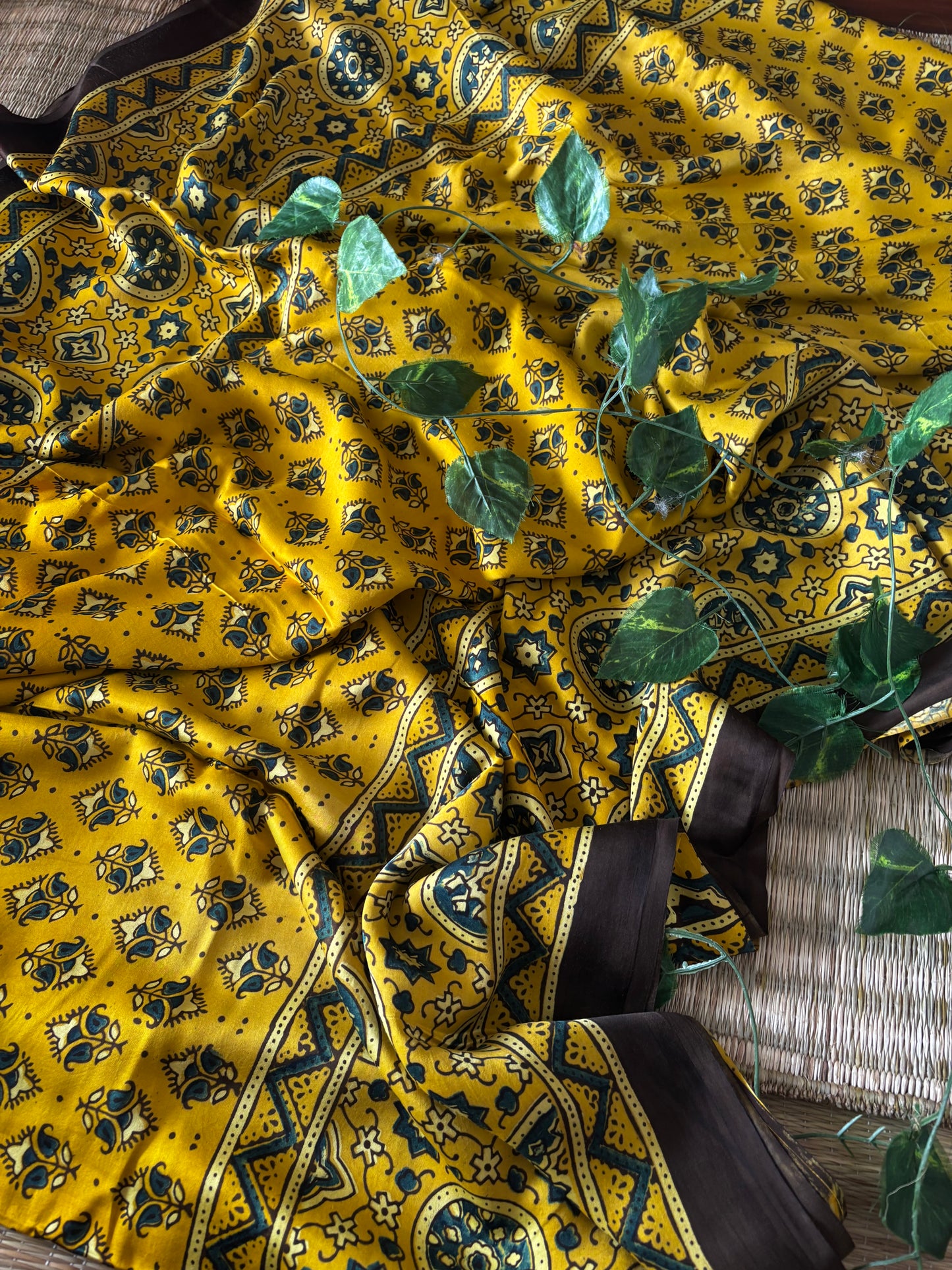 Ajrakh Modal Silk Saree