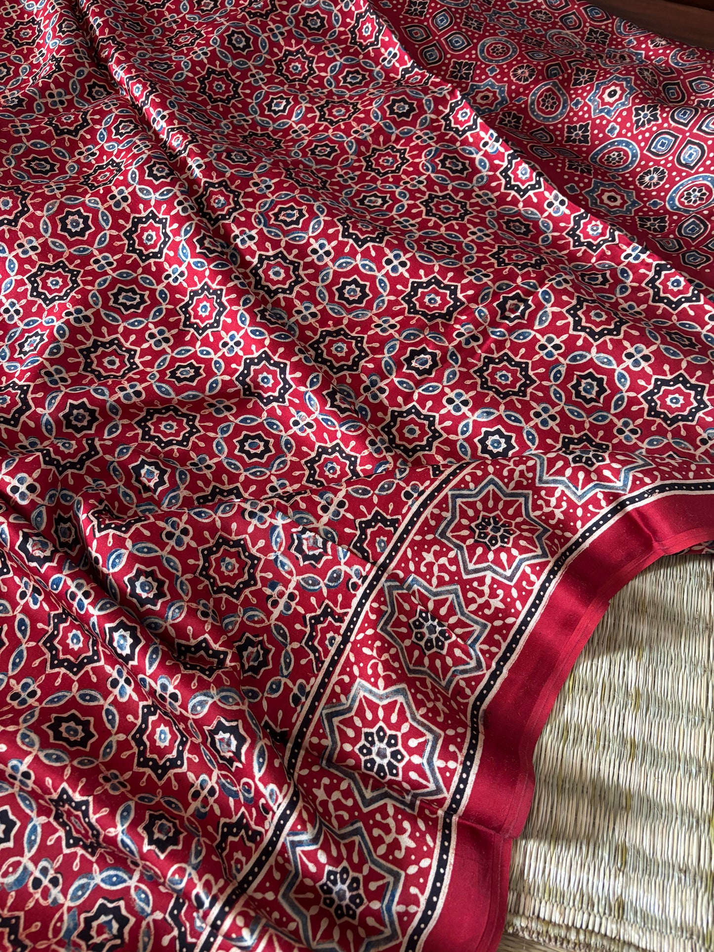 Ajrakh Modal Silk Saree