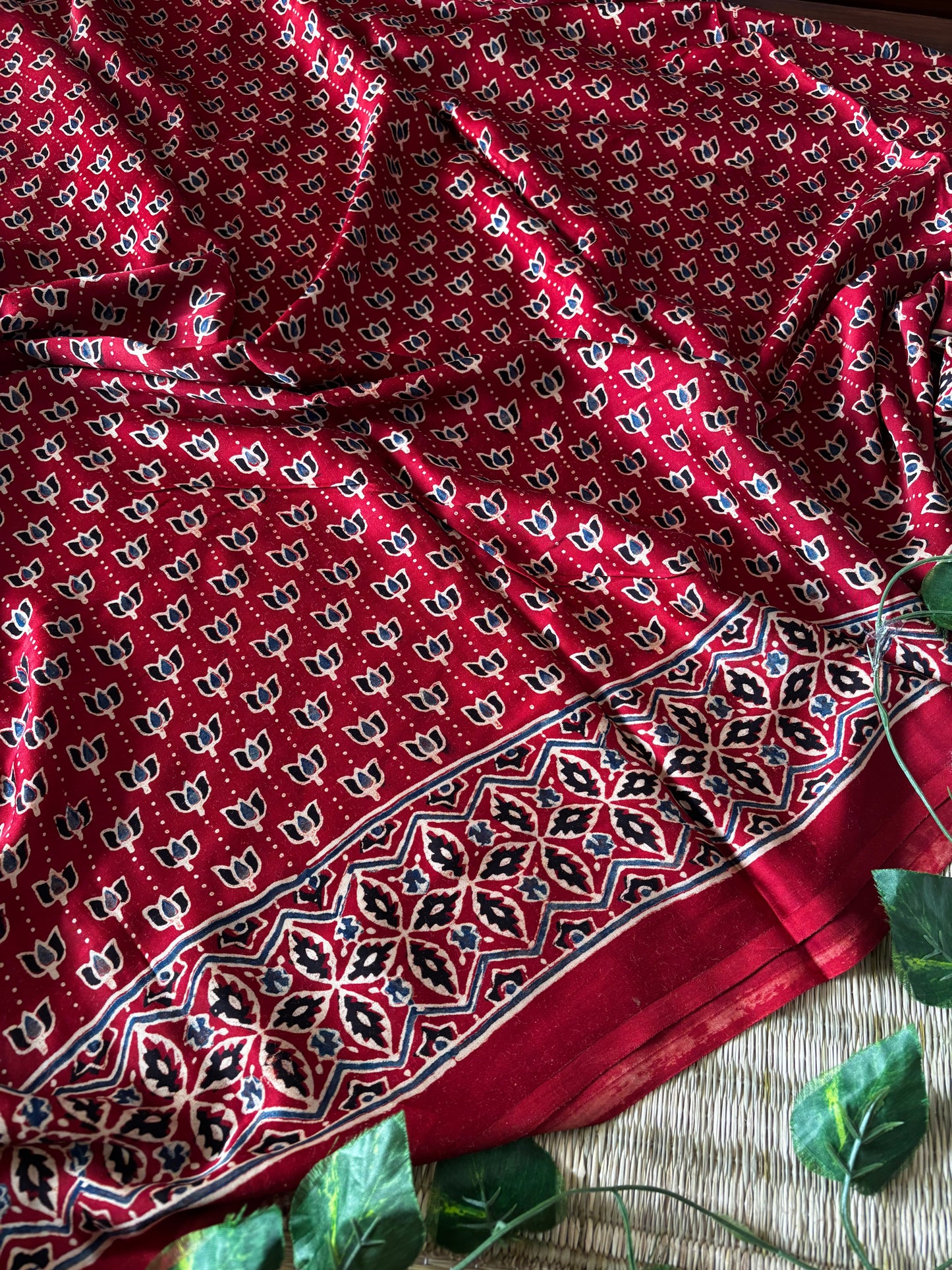 Ajrakh Modal Silk Saree