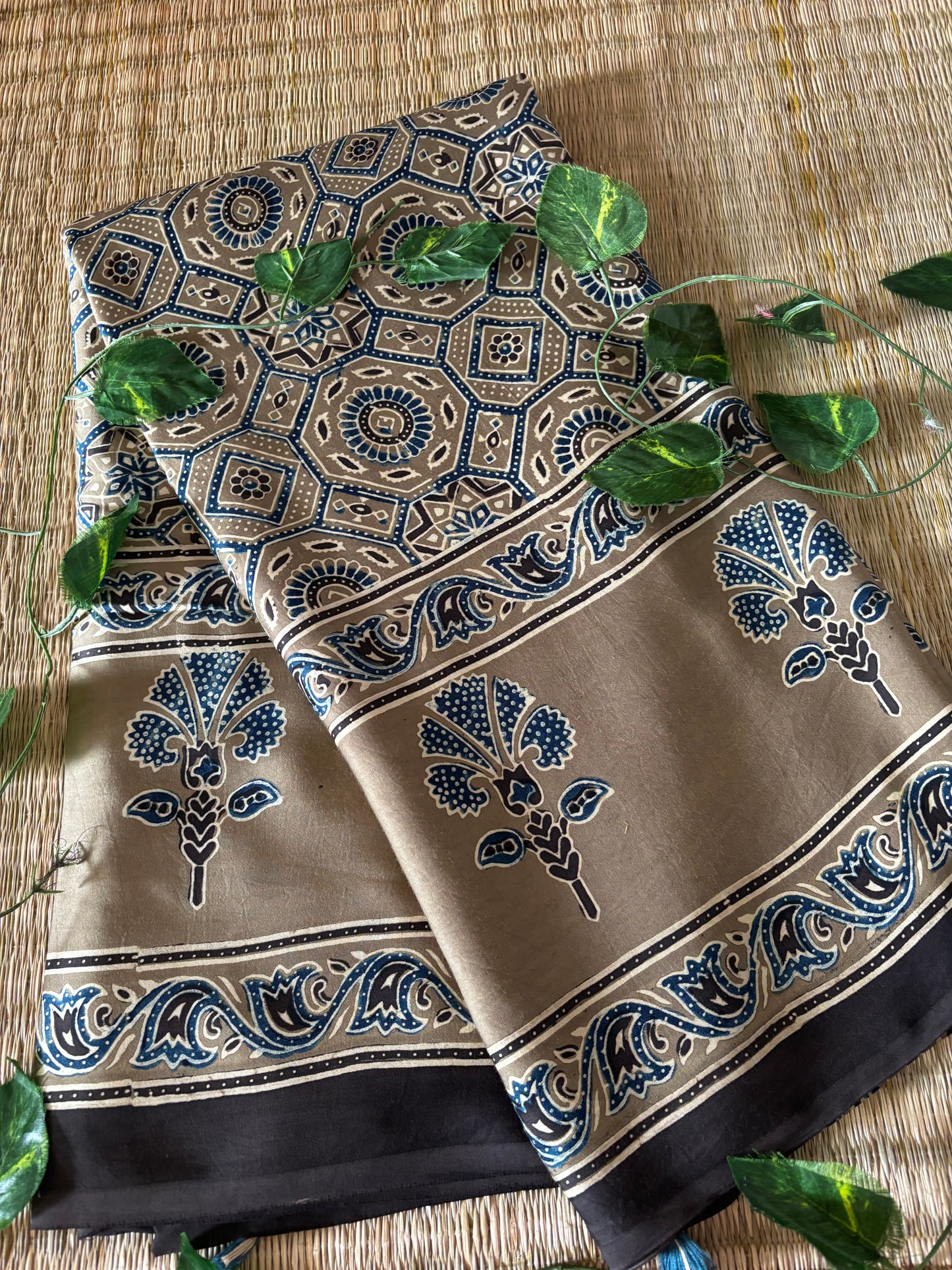 Ajrakh Modal Silk Saree