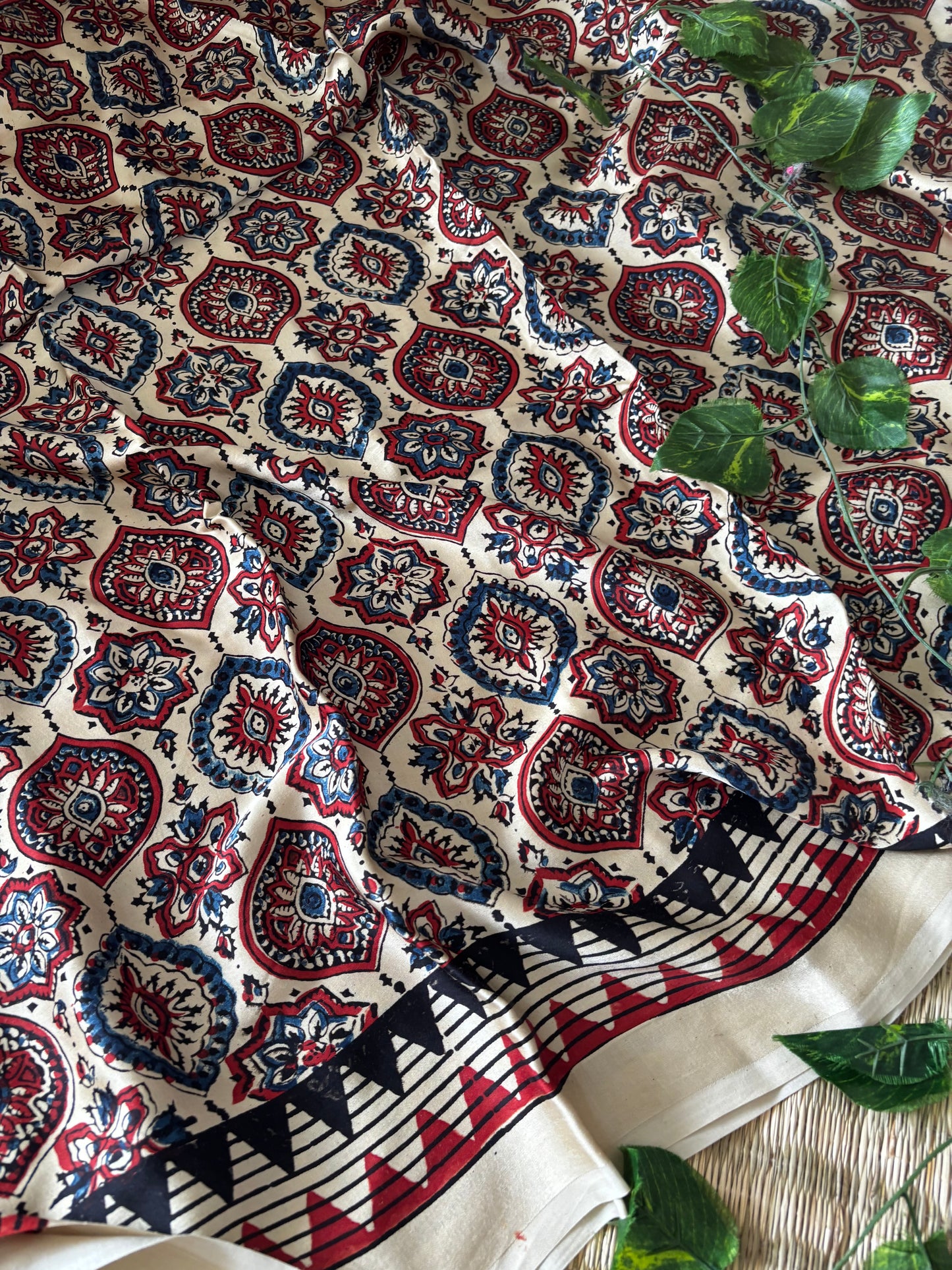 Ajrakh Modal Silk Saree