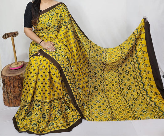 Ajrakh Modal Silk Saree