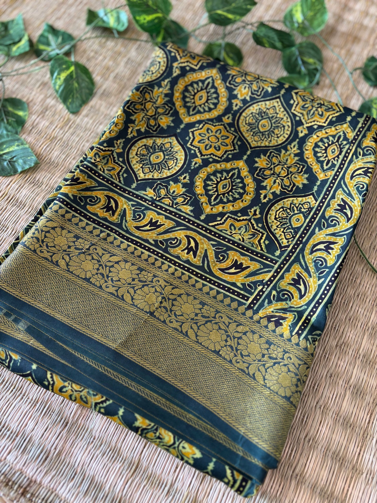 Ajrakh Dola Silk Saree