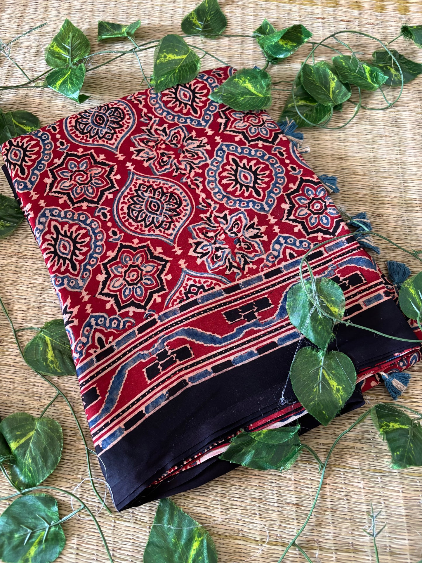 Ajrakh Modal Silk Saree