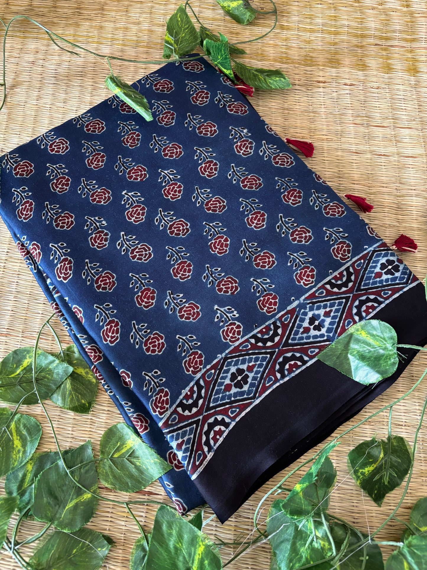 Ajrakh Modal Silk Saree