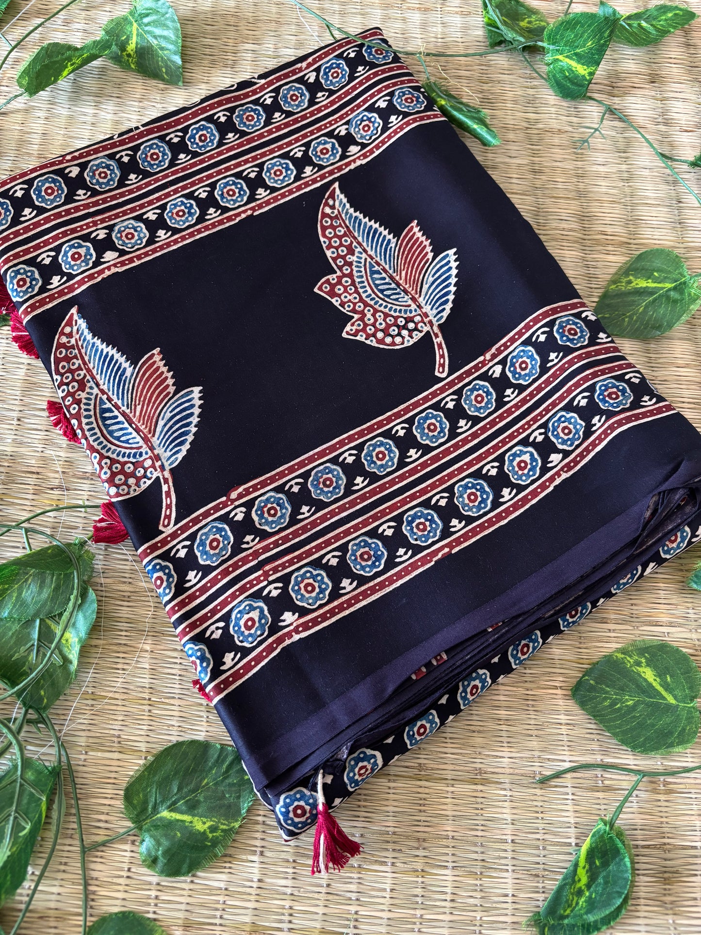 Ajrakh Modal Silk Saree