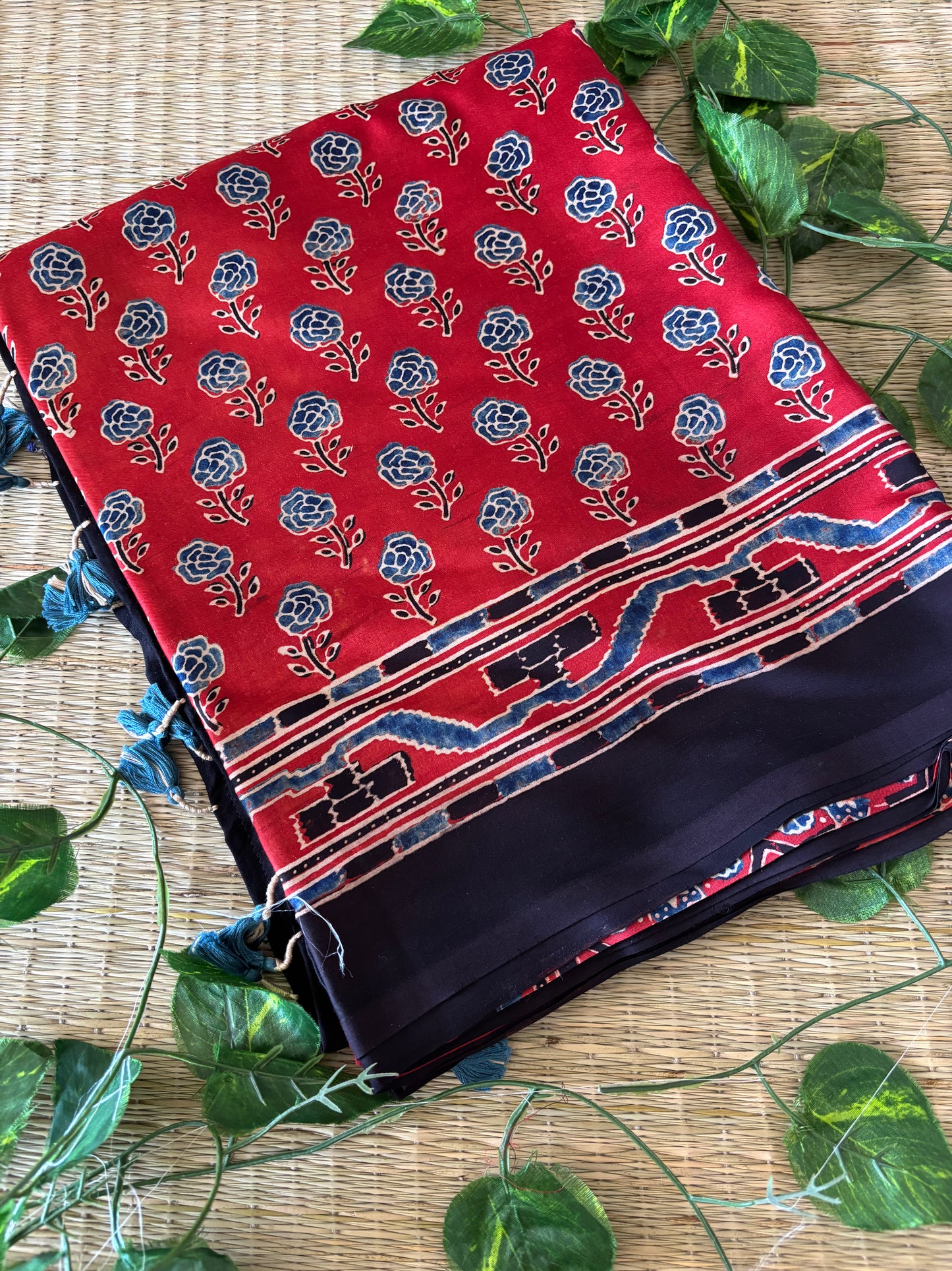 Ajrakh Modal Silk Saree