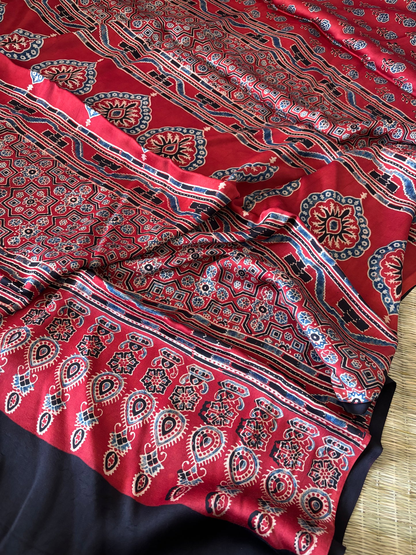 Ajrakh Modal Silk Saree