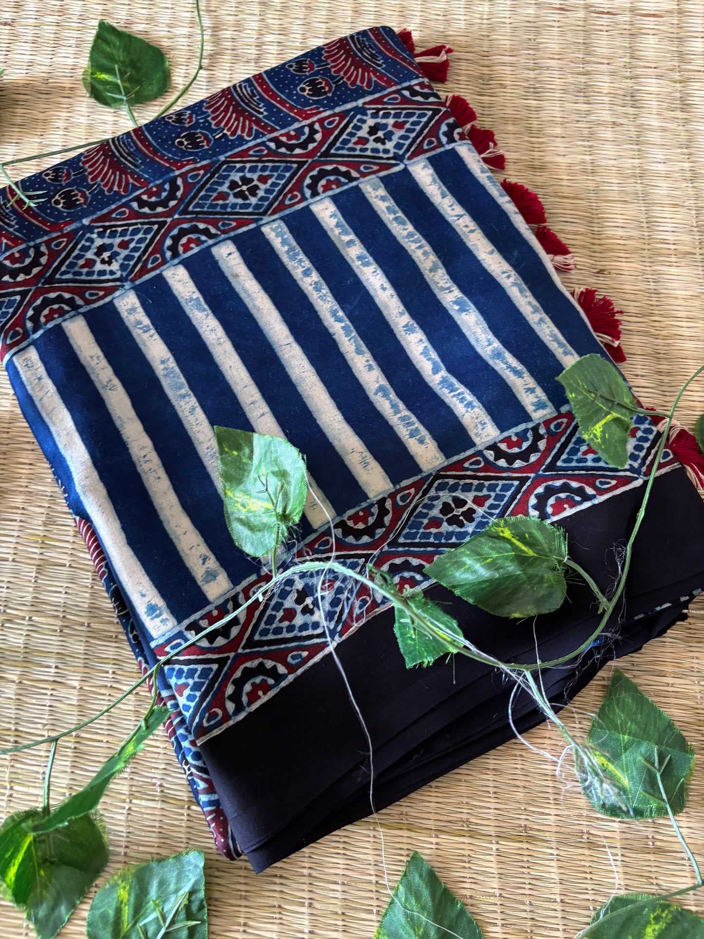 Ajrakh Modal Silk Saree