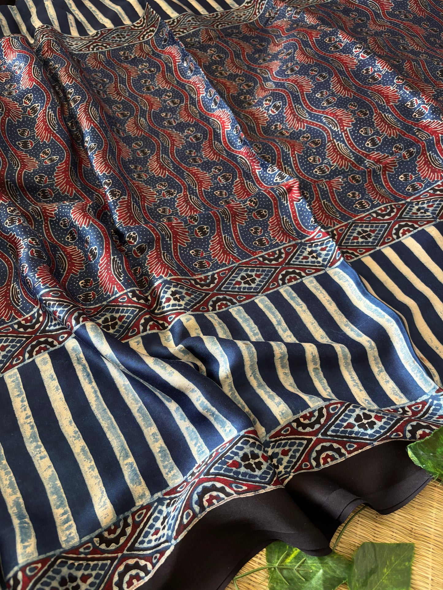 Ajrakh Modal Silk Saree