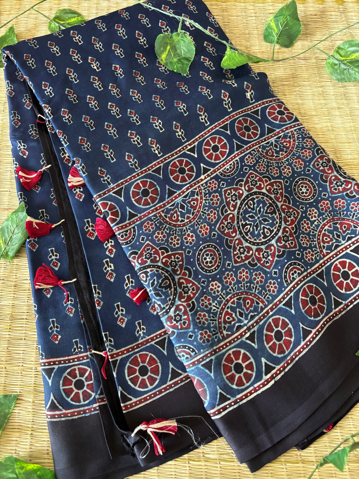 Ajrakh Modal Silk Saree